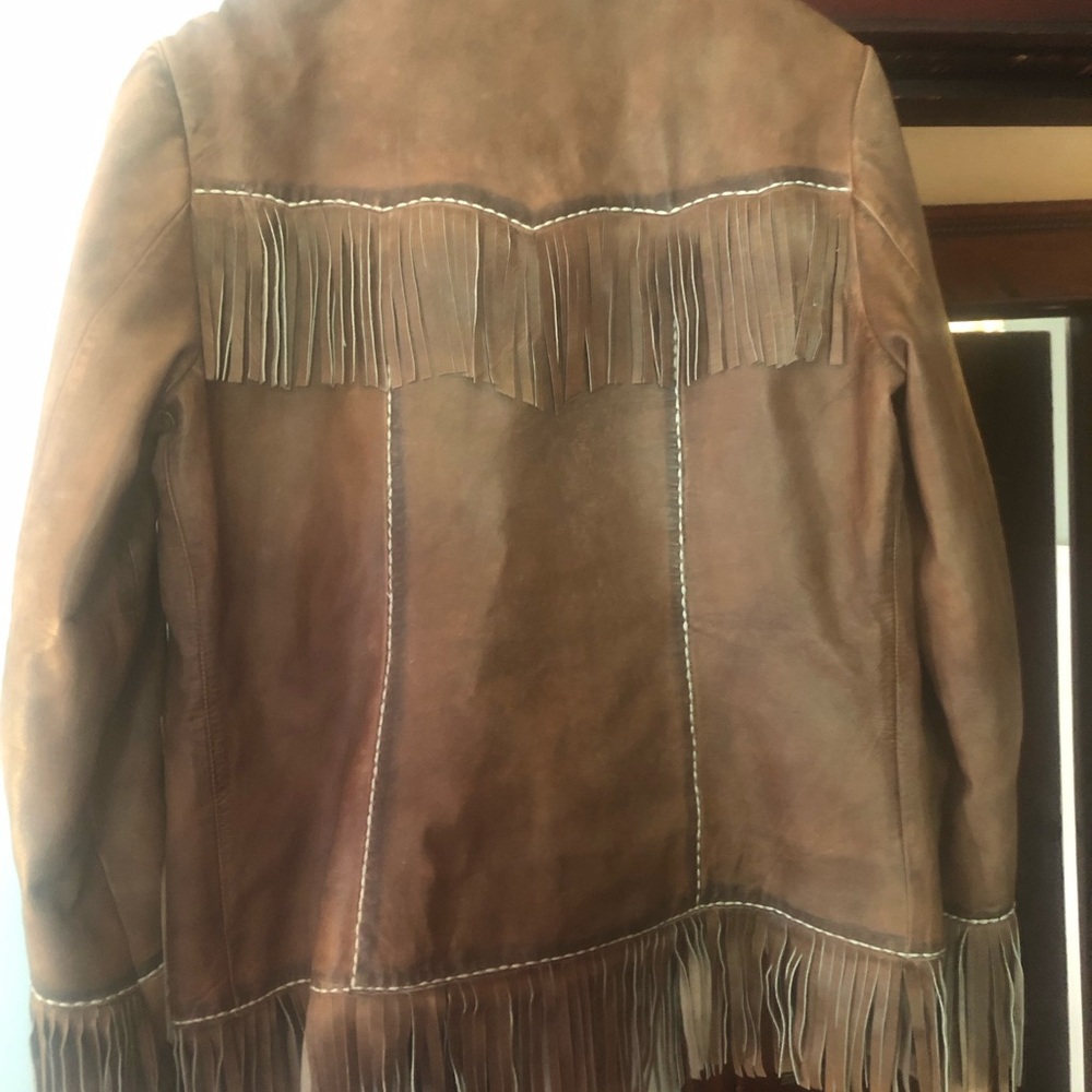 Scully Chestnut Brown Leather Fringe Jacket - Picture 2 of 6